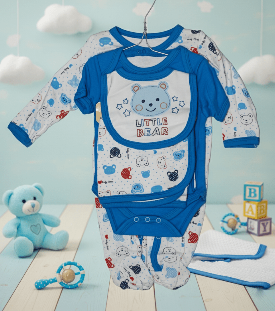 5-Piece Blue and White Newborn Outfit Set