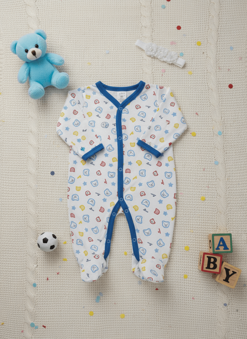Bear & Star Themed Baby Romper - Ultra Soft and Breathable Premium Cotton