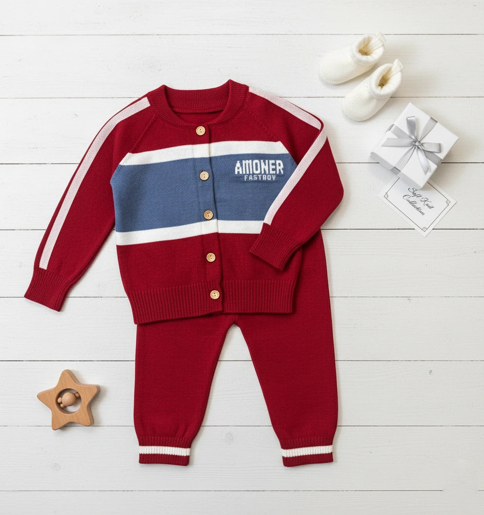 Designer Sport-Stripe Knit Two-Piece Set
