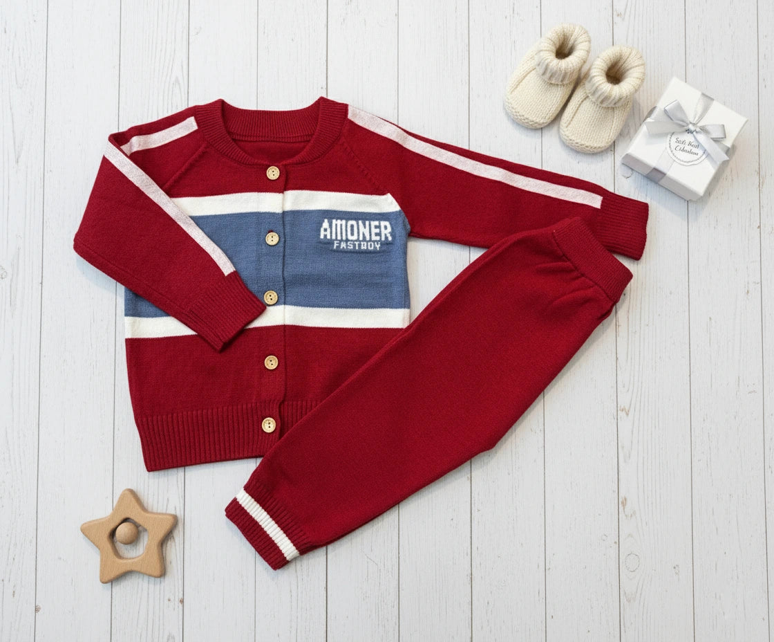 Designer Sport-Stripe Knit Two-Piece Set