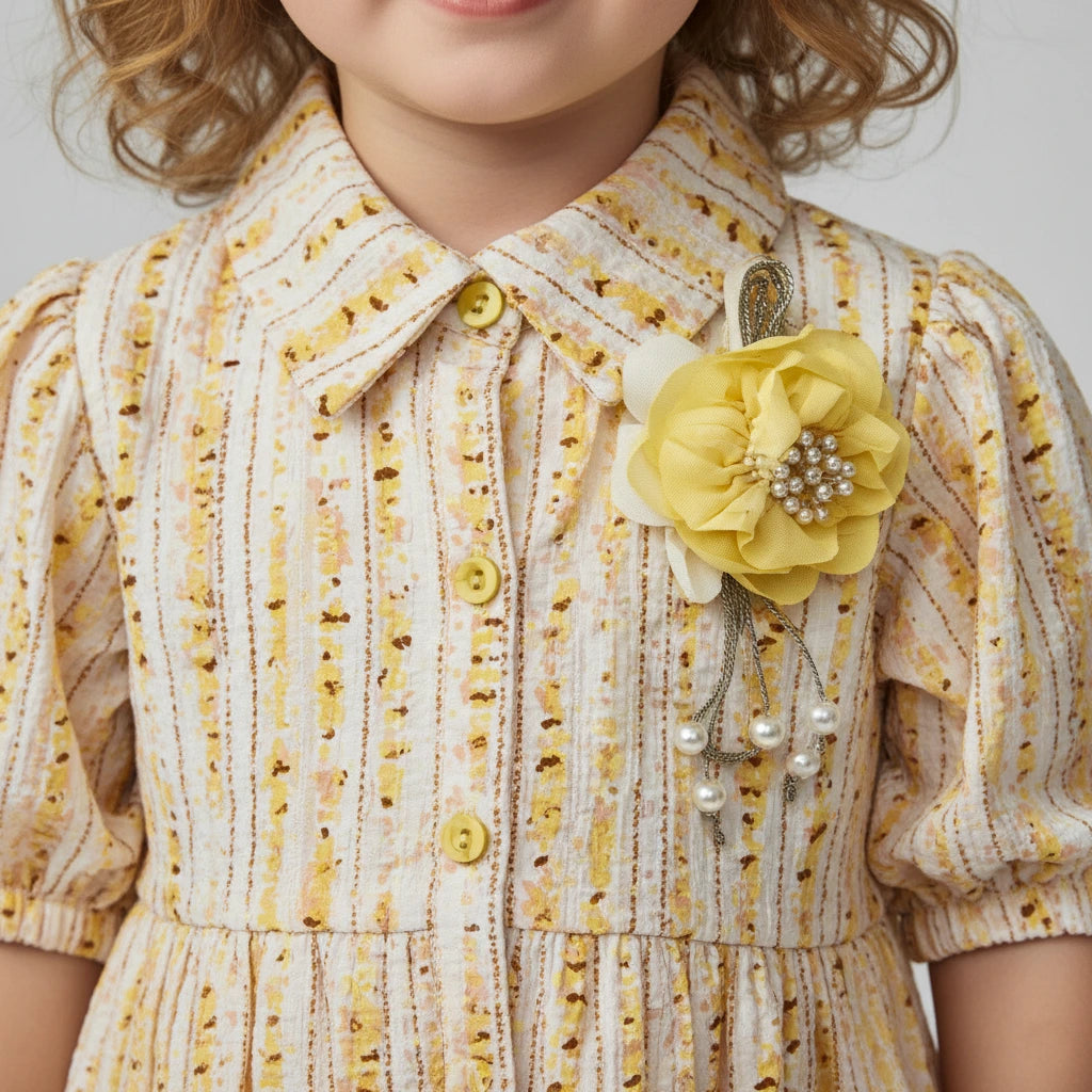 Designer Daisy Delight: Peplum Blouse & Sunburst Pleated Palazzo Set