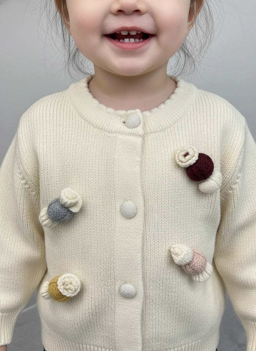 2-Piece Imported Knit Cardigan & Ruffle Bell Bottoms Set for Girls