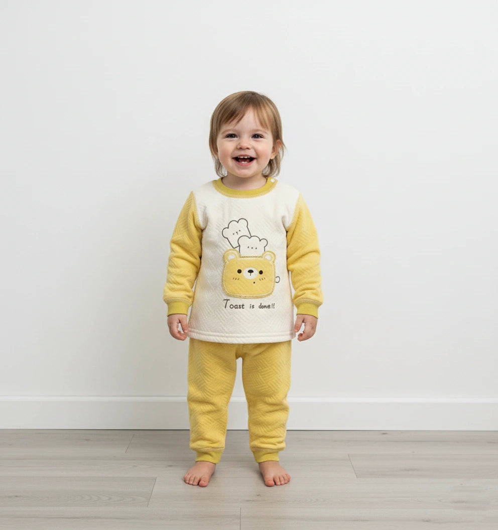 Luxury "Toast Bear" Quilted Loungewear Set