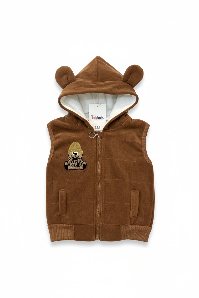 Opulent Teddy Bear Trio: Velvety Sweatshirt, Joggers & Hooded Vest Se
