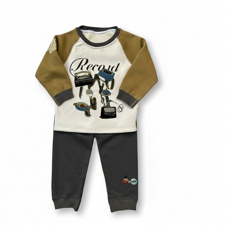 Premium Retro Record Player Raglan Sweat Suit