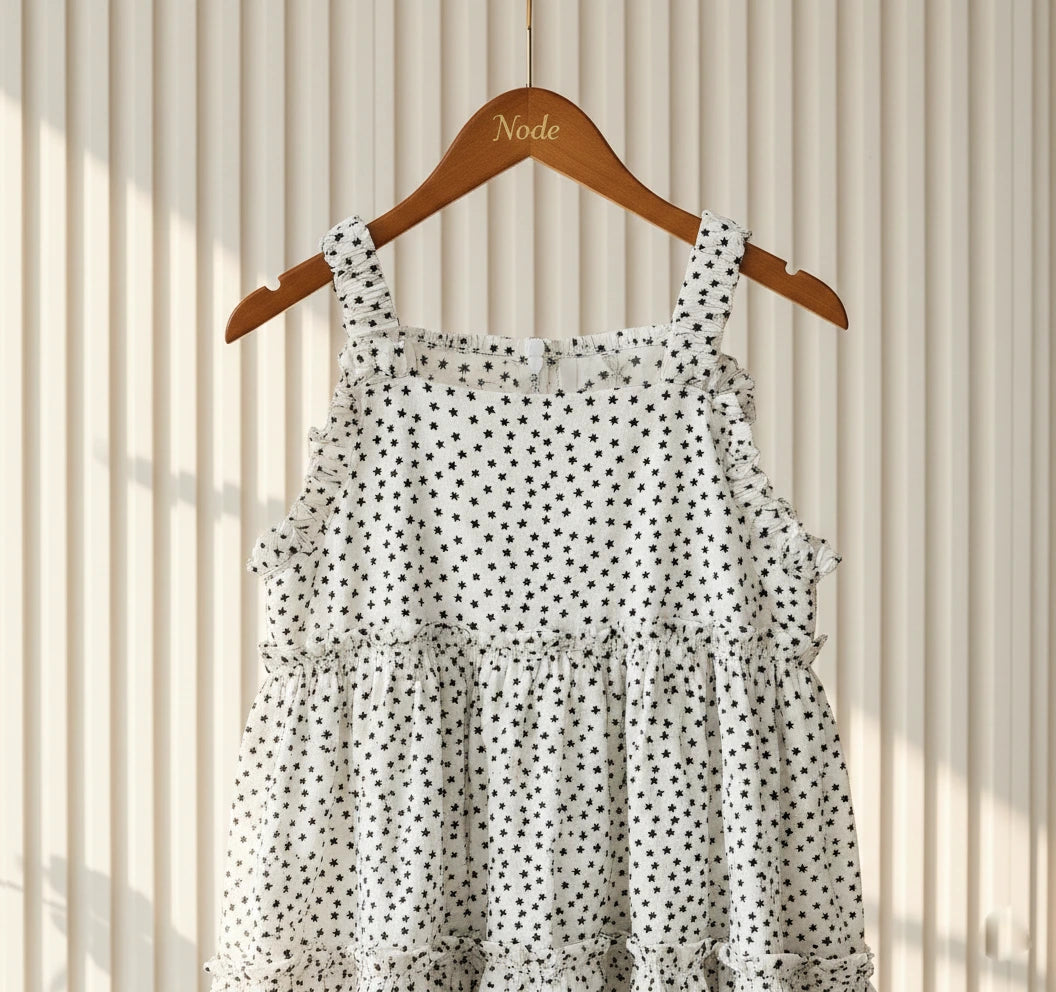 Star-Print Tiered Ruffle Sun Dress