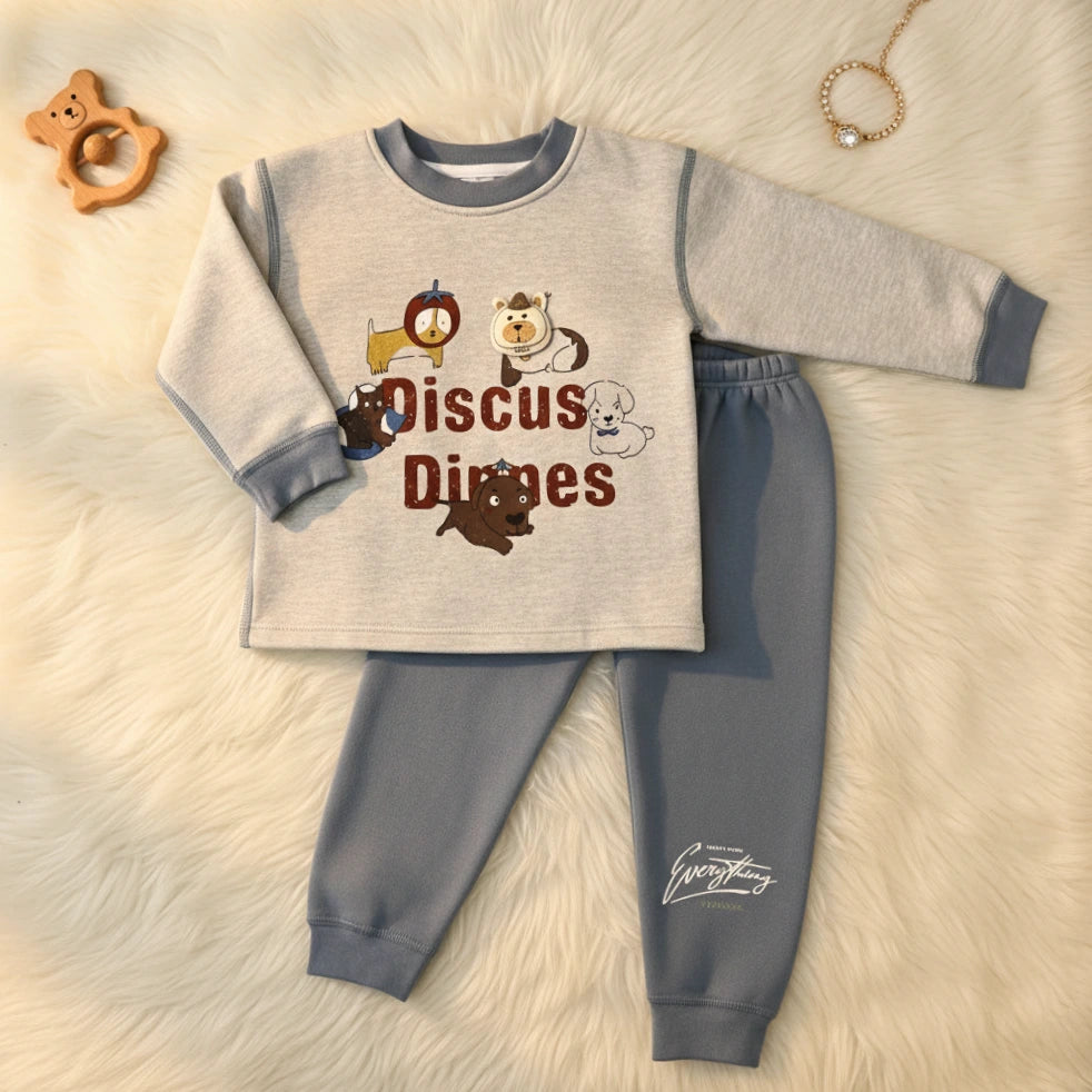 Grey and Blue Soft Fleece Sweatsuit