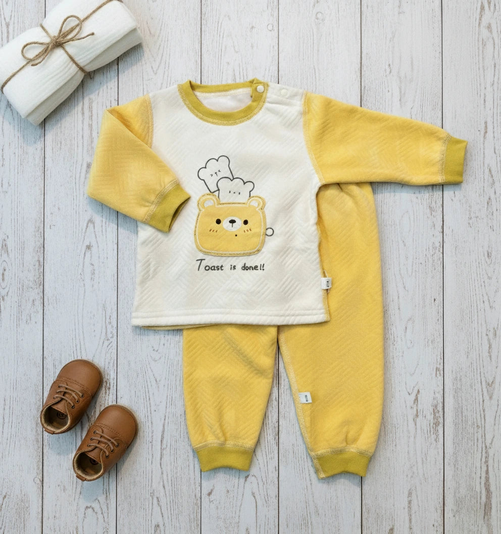 Luxury "Toast Bear" Quilted Loungewear Set