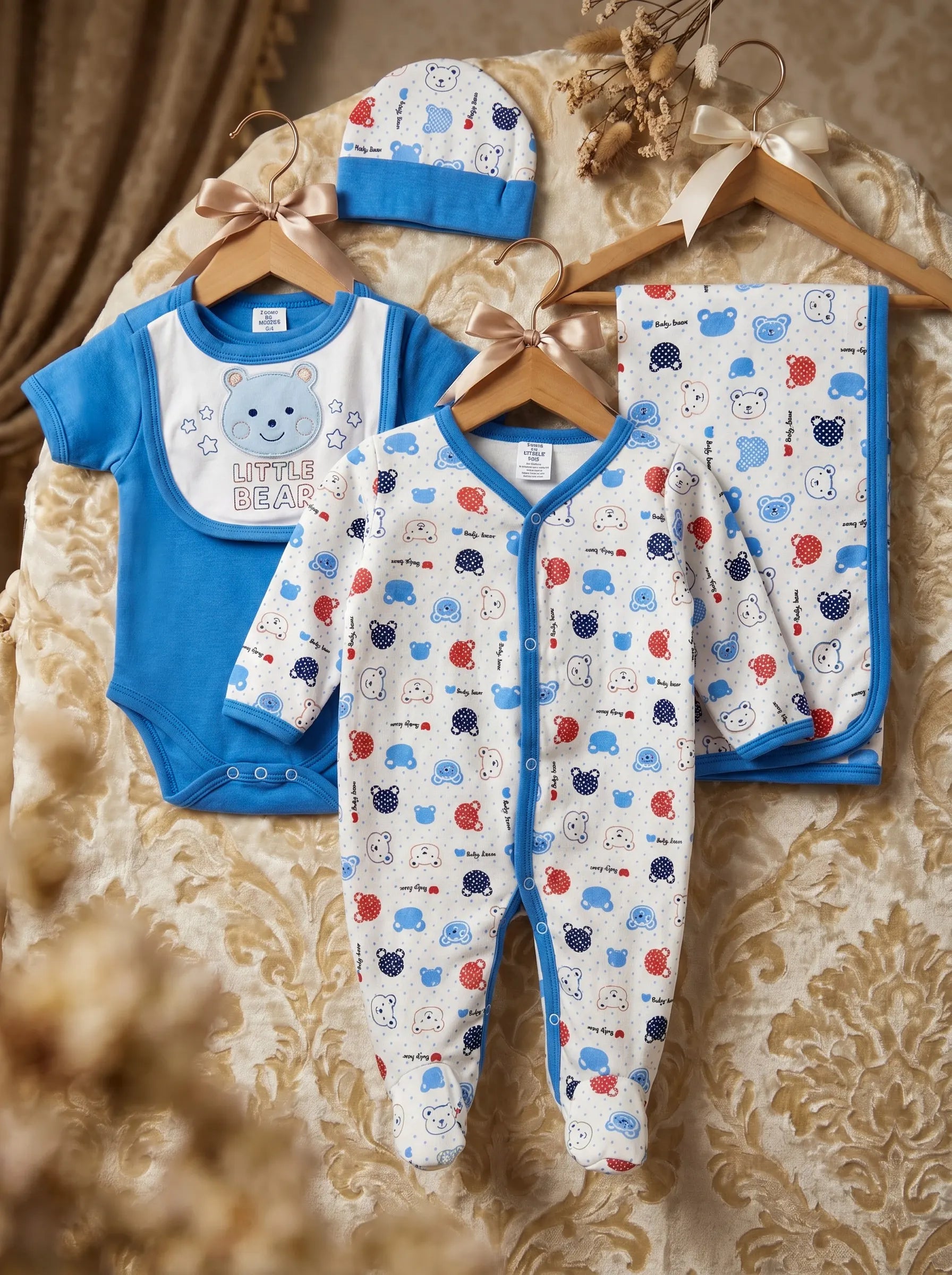 5-Piece Blue and White Newborn Outfit Set