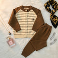 Brown and Cream Monogram Wool-Blend Lounge Set