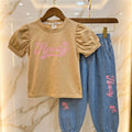 Hearty Palm Tree Tee & Denim Jogger Set