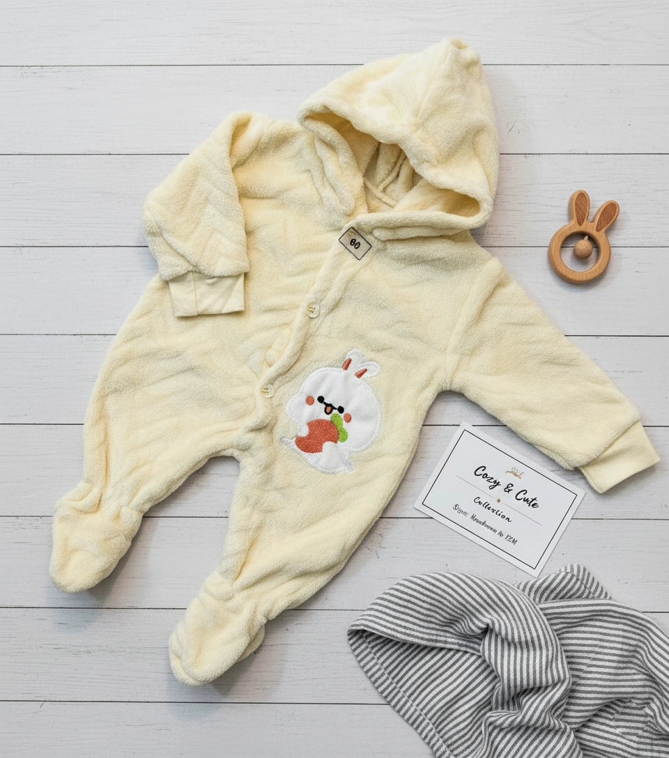 Chic Buttercream Bunny Plush Footie Romper