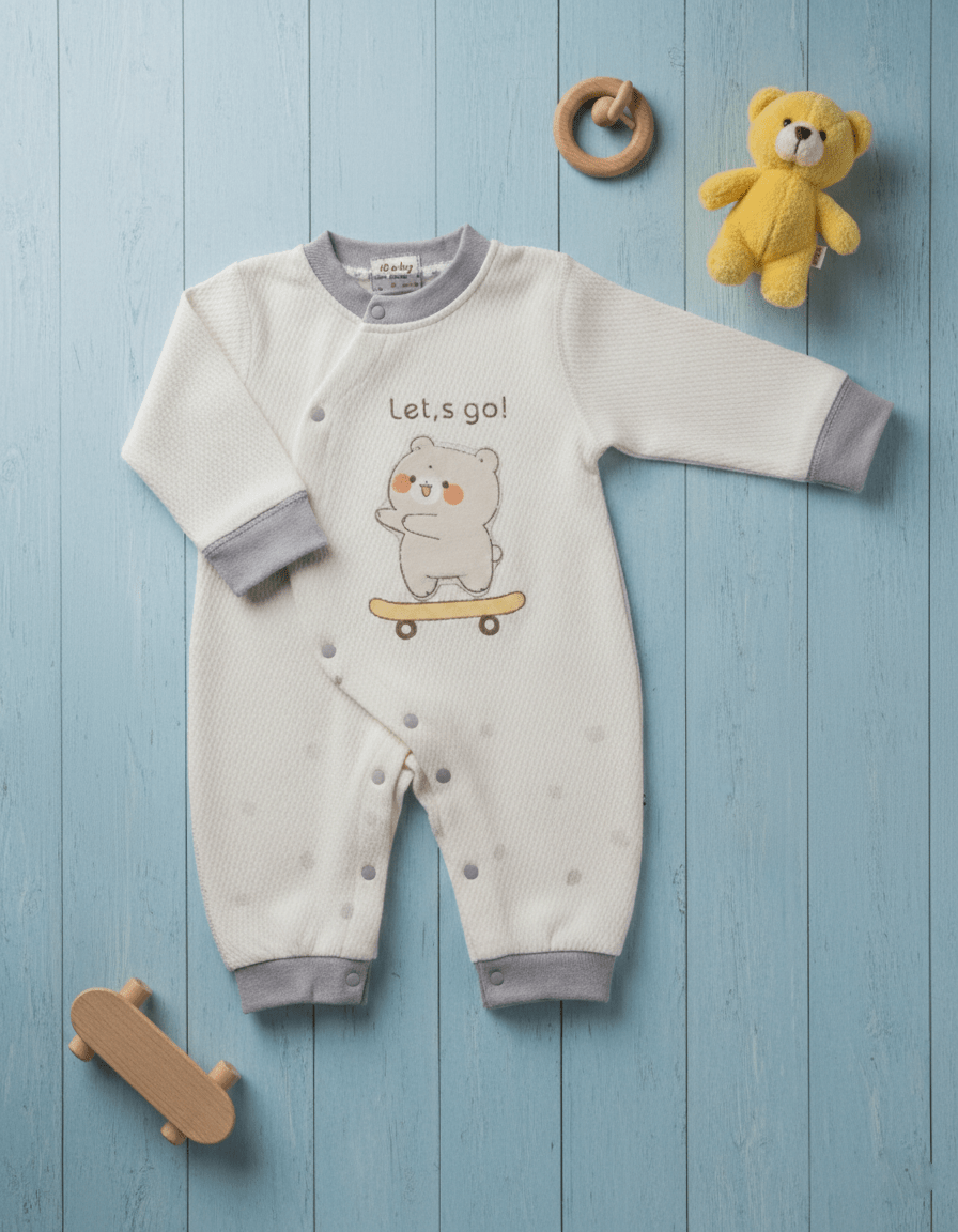 Cozy Waffle Knit Infant Long Sleeve Romper 