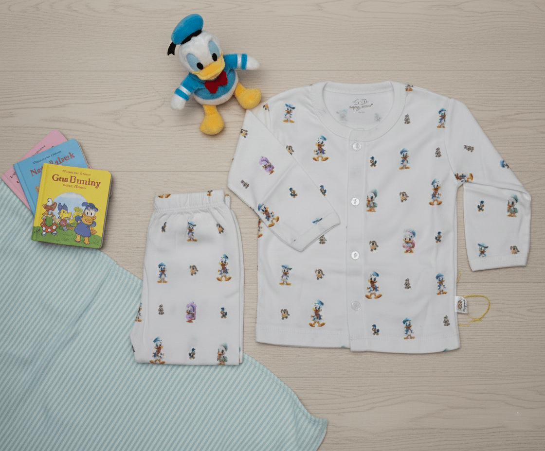 Cozy & Ultra Soft Cotton Donald Duck White Pajama Set