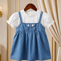 Premium Denim Pinafore & Puff-Sleeve Top Set