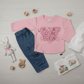 Girls Full Sleeves Cotton Pink Top with Denim Cargo Pants