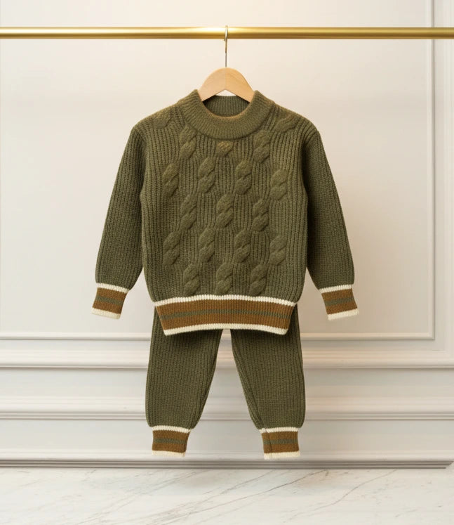 Forest Green Cable Knit Set