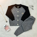 Black And Grey Monogram Wool-Blend Lounge Set