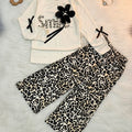 Girl's Chic Leopard Print Two-Piece Set - Jersey Top & Flowing Silk Pants