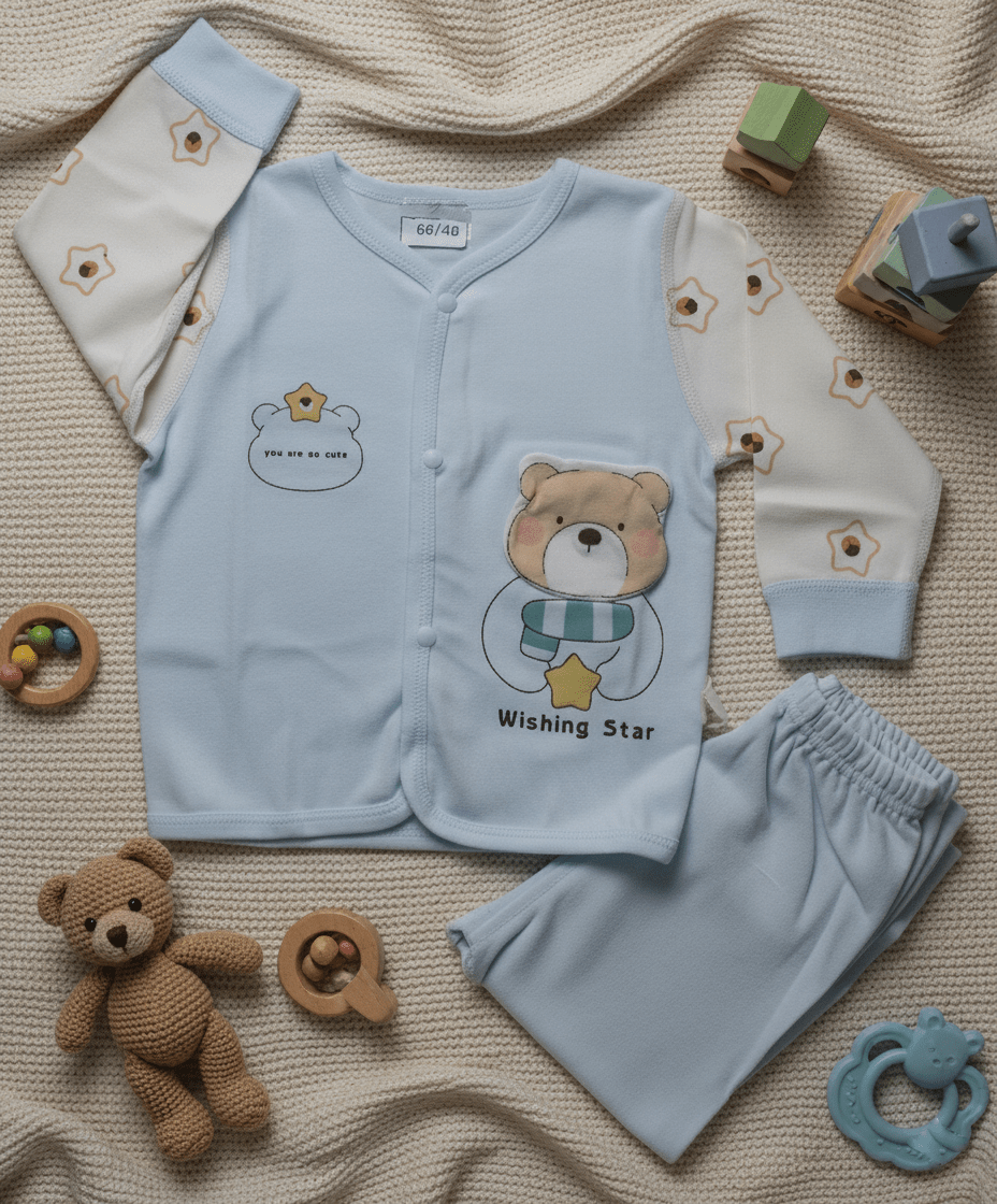 Light Blue Wishing Star Two-Piece Set - Ultra Soft Cotton
