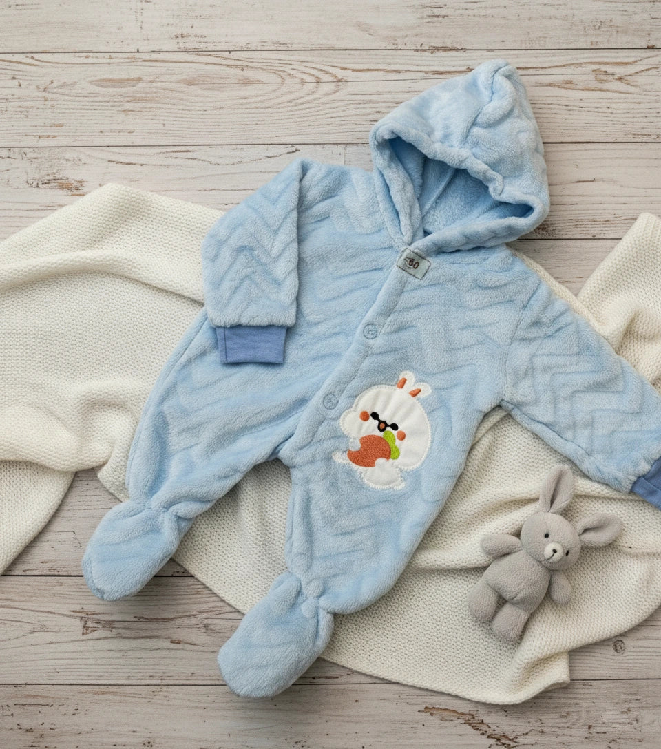Luxury Fluffy Bunny Hooded Romper