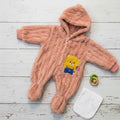 Peach Fluffy Teddy Bear Hooded Romper