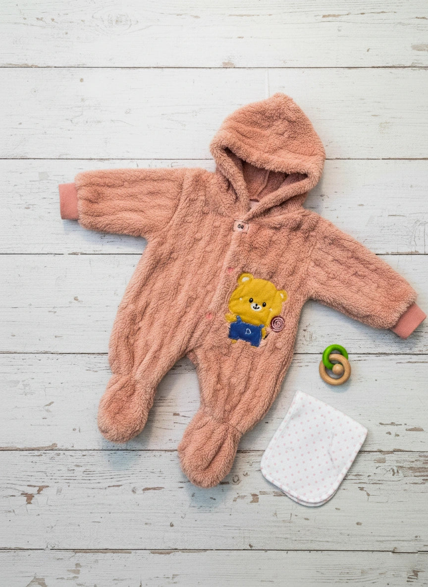 Luxury Fluffy Teddy Bear Hooded Romper