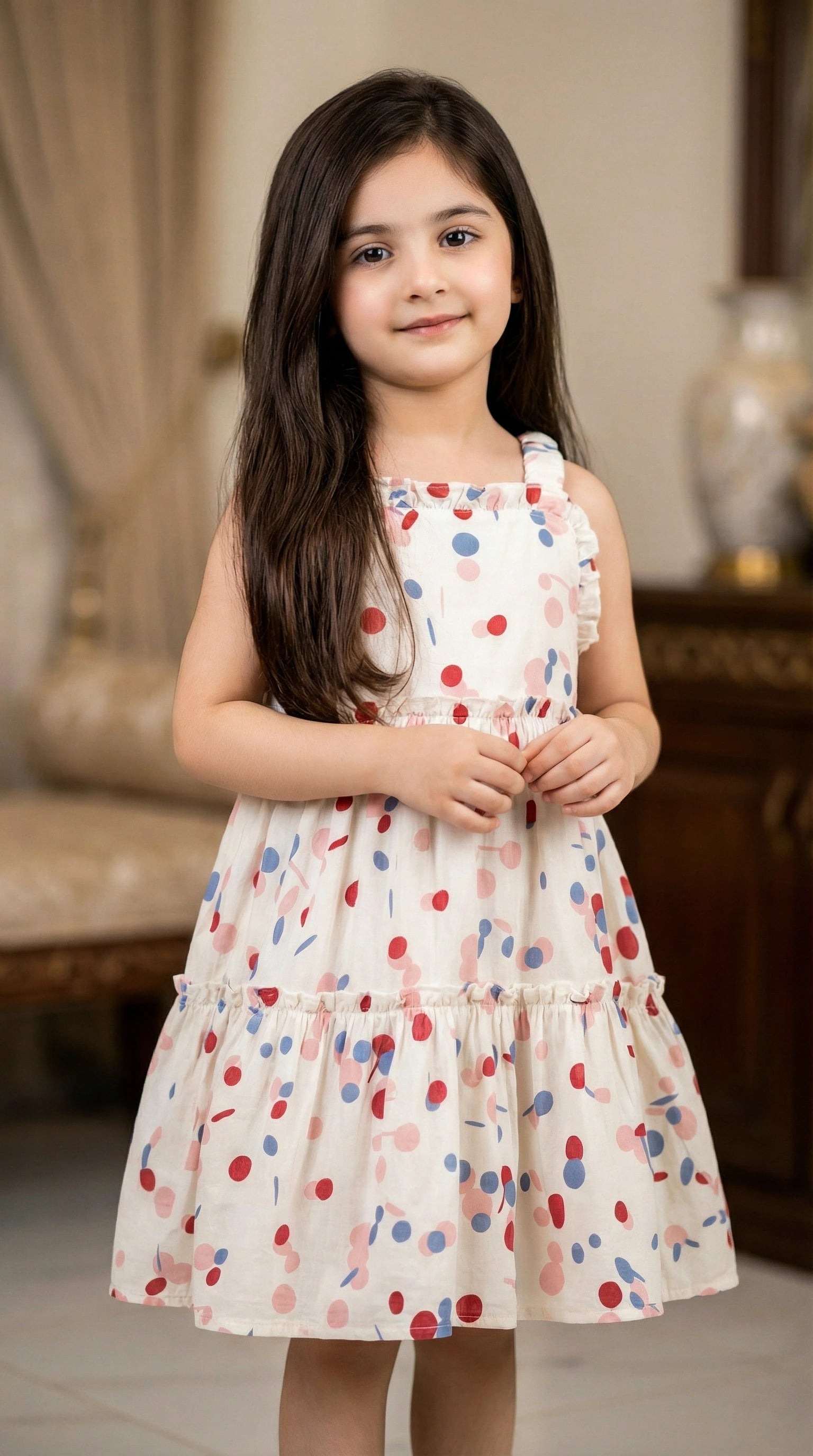 Abstract Dot Tiered Ruffle Sun Dress