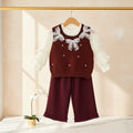 Burgundy & Cream 3-Piece "Sprinkle" Knit Sweater set