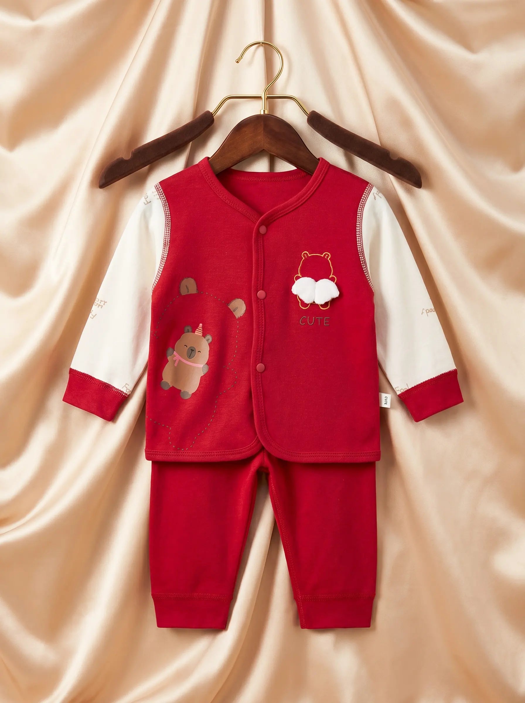 Red & White Premium Cotton Baby Set