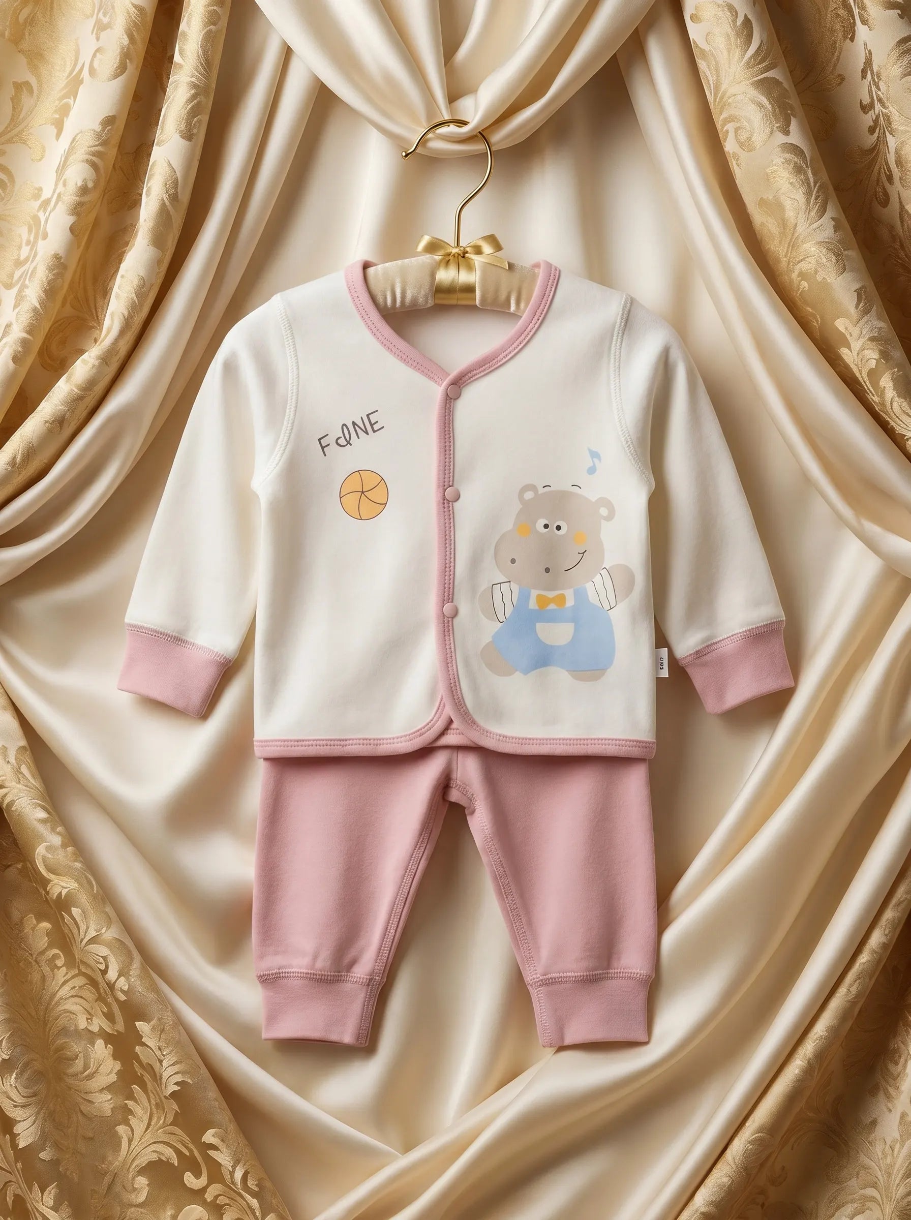 Off White and Tea Pink Utlra Soft Imported Baby Set