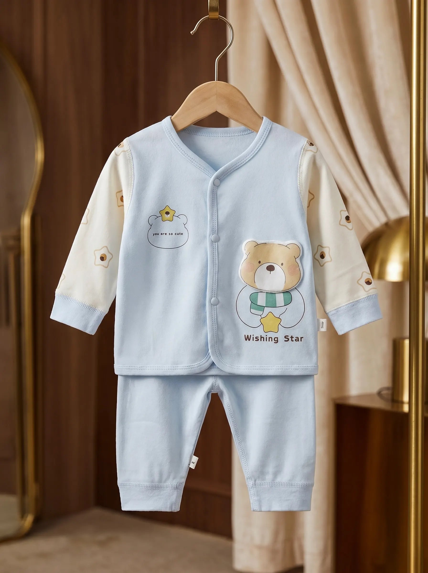 Light Blue Wishing Star Two-Piece Set - Ultra Soft Cotton