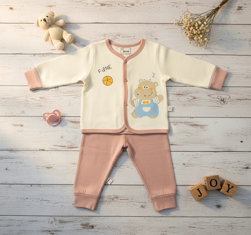 Off White and Tea Pink Utlra Soft Imported Baby Set