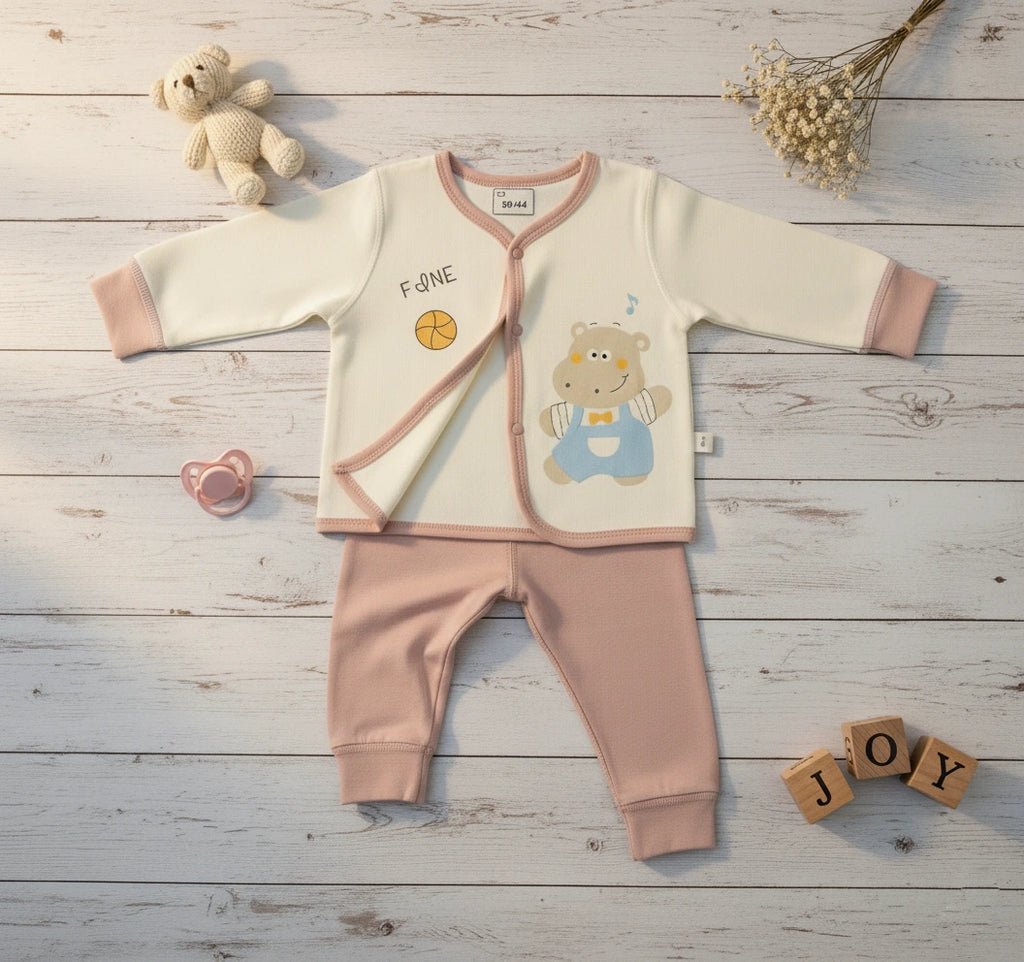 Off White and Tea Pink Utlra Soft Imported Baby Set
