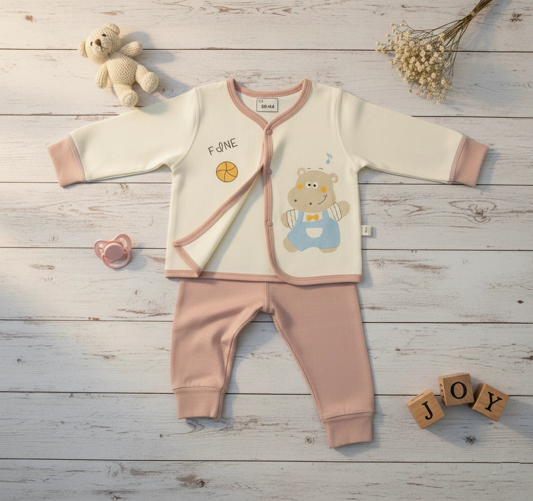 Off White and Tea Pink Utlra Soft Imported Baby Set
