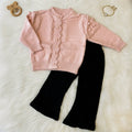 Wool Knit Cardigan and Ribbed Trousers