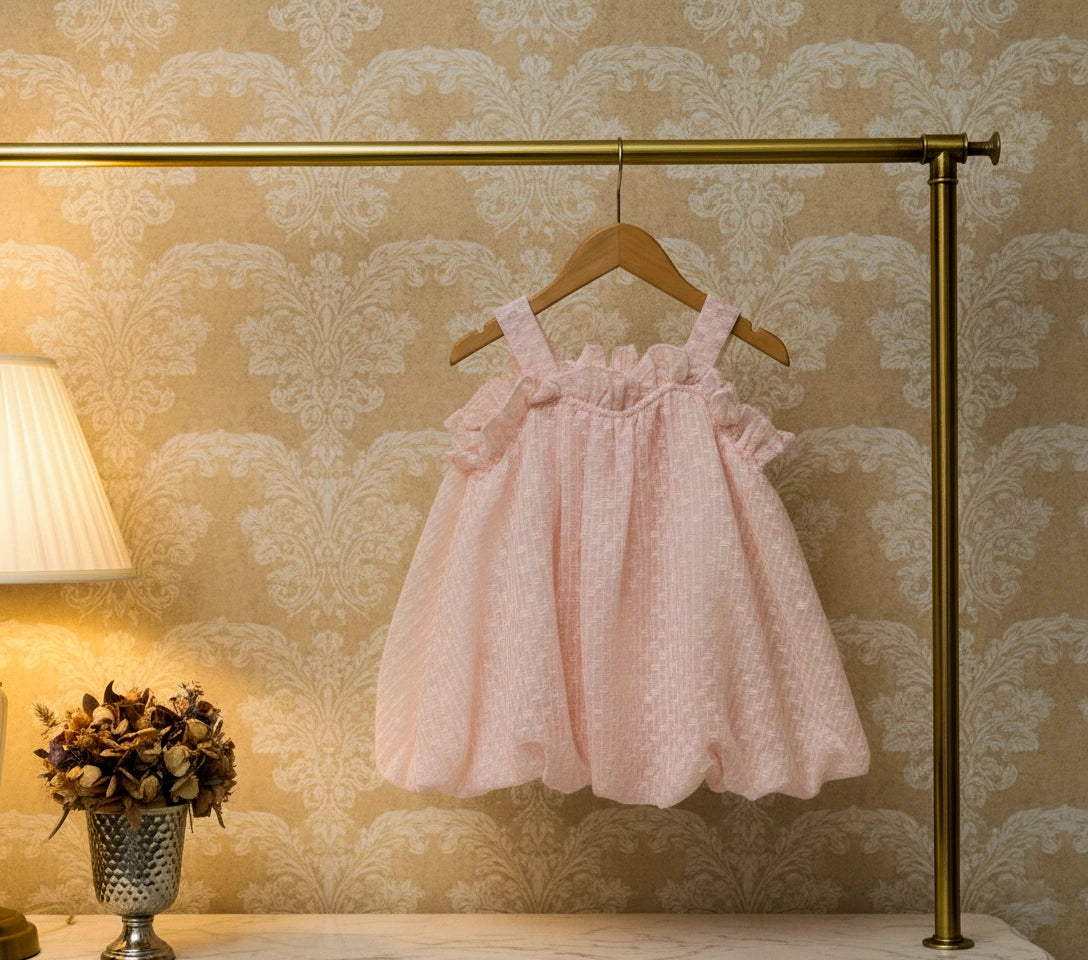 Pink Plaid Textured Bubble Top