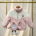 Pink & Cream Faux-Fur Jacket