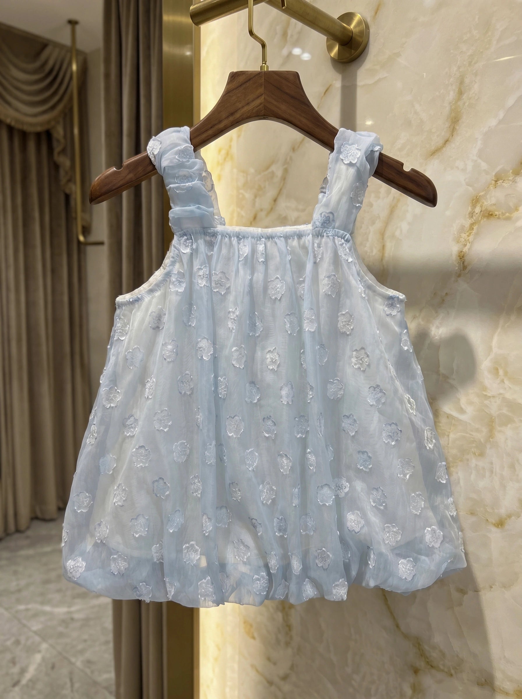 Imported Floral Appliqué Sheer Sleeveless Top
