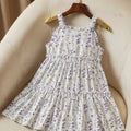 Premium Purple Botanical Tiered Ruffle Sun Dress