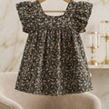 Luxury Flutter-Sleeve Vintage Floral Sun Dress