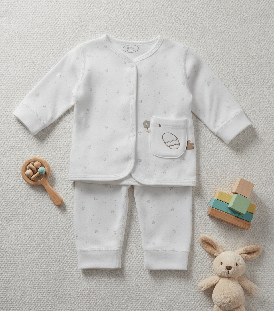 Premium Cloud White Cotton Baby Set