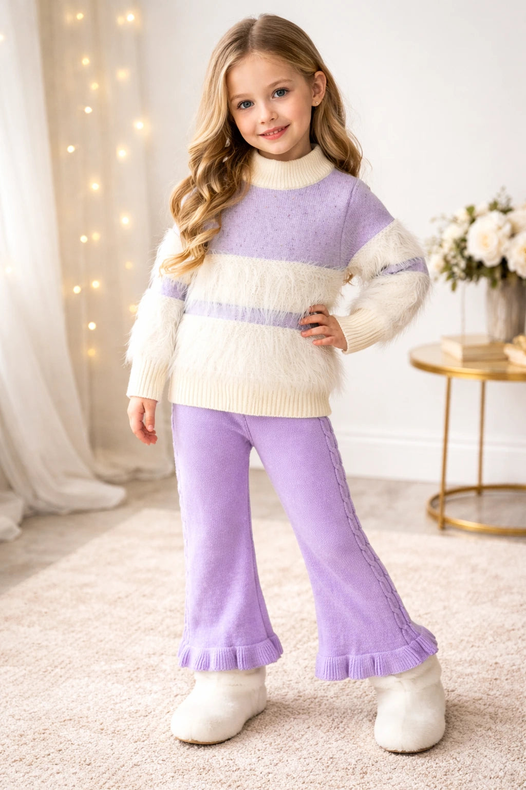 Charming Lavender - Knit Faux Fur Set