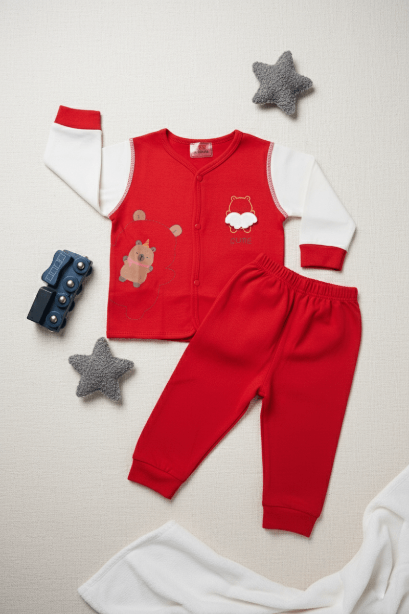 Red & White Premium Cotton Baby Set