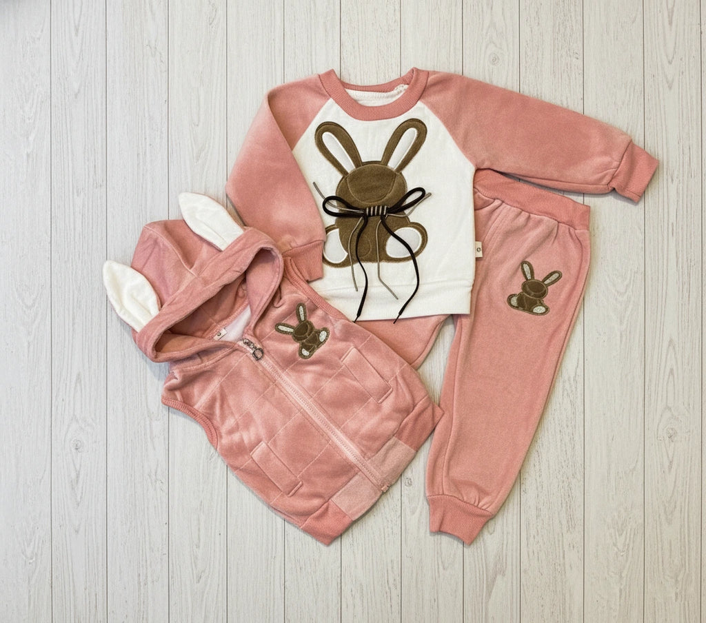 Snuggle Bunny Style: Velvet 3-Piece Set