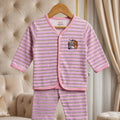 "Tom & Jerry" Print Imported Cotton Purple Striped Baby Outfit Set with Cap.