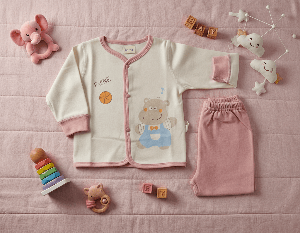 Off White and Tea Pink Utlra Soft Imported Baby Set