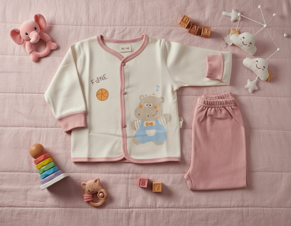 Off White and Tea Pink Utlra Soft Imported Baby Set