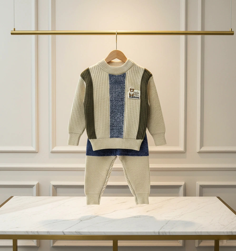 Vintage Color Stripes - Olive Green & Denim Blue