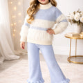 Soft Blue and Cream - Knit Faux Fur  Set